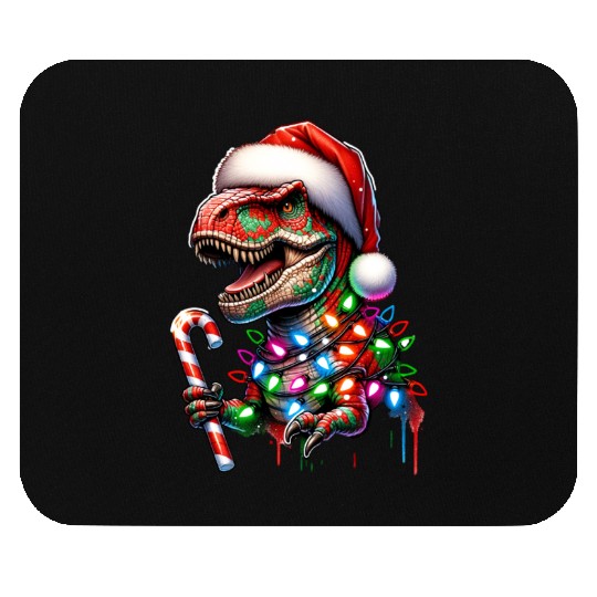 Festive Dinosaur Christmas Trolls Mouse Pads