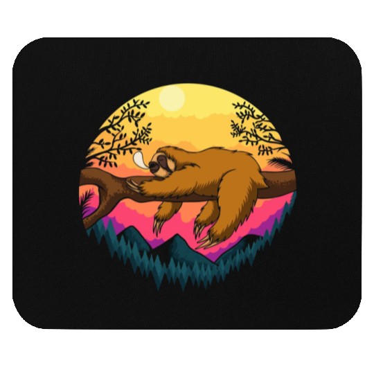 Sunset Slumbering Sloth on Mountain Mouse Pads