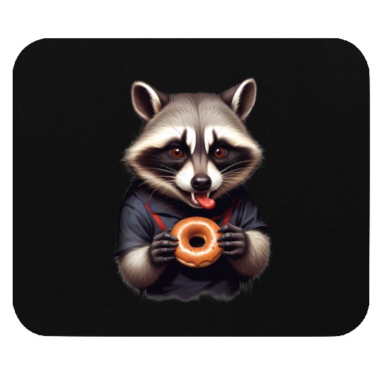 Vampire Racoon with Donut Illustration Mouse Pads