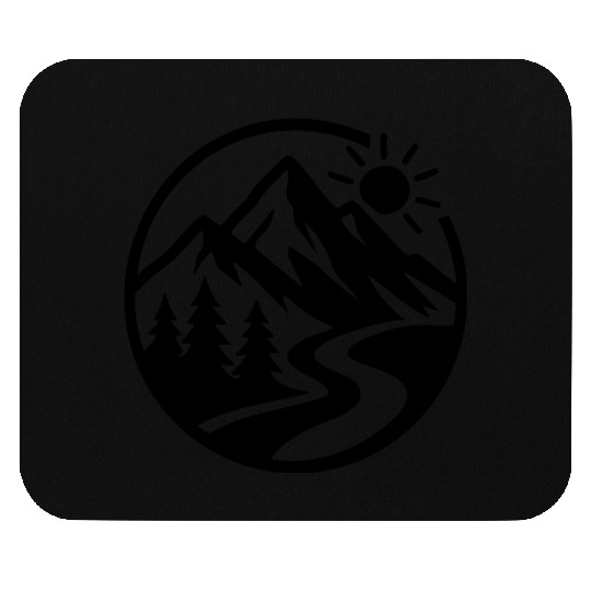 Nature Landscape - Trees, River, and Sun Mouse Pads