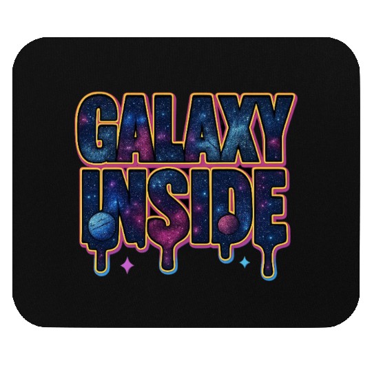 Galaxy Inside Cosmic Typography Mouse Pads