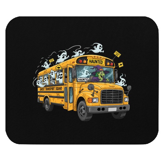 Haunted Ghost Transport School Bus Mouse Pads
