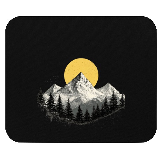 Mountain Silhouette with Full Moon Mouse Pads