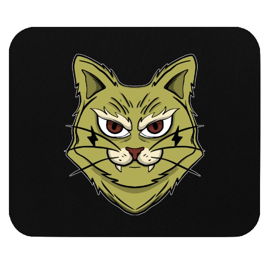 cat green Mouse Pads