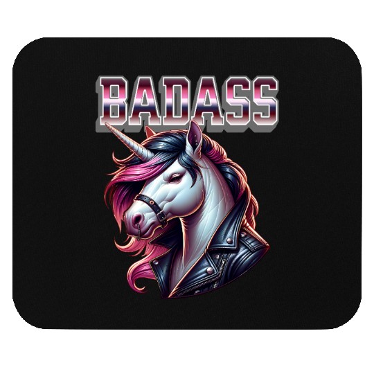 Unicorn Badass Leather Jacket Design Mouse Pads