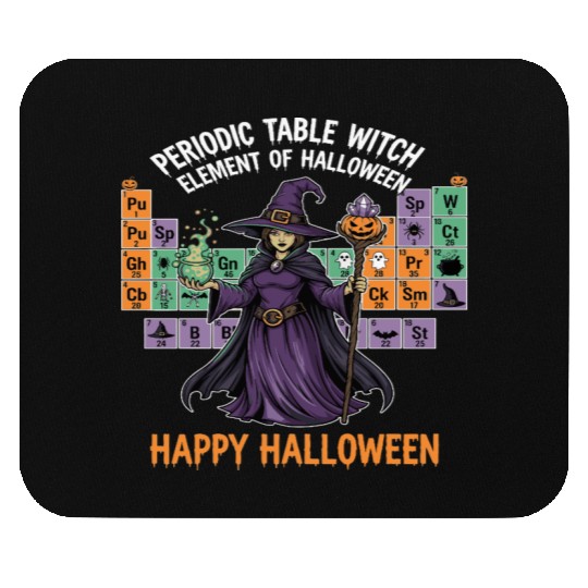Witch and Periodic Table Halloween Design Mouse Pads
