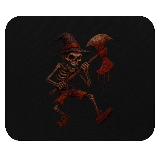 Haunted Skeleton Witch on Battle Axe Mouse Pads