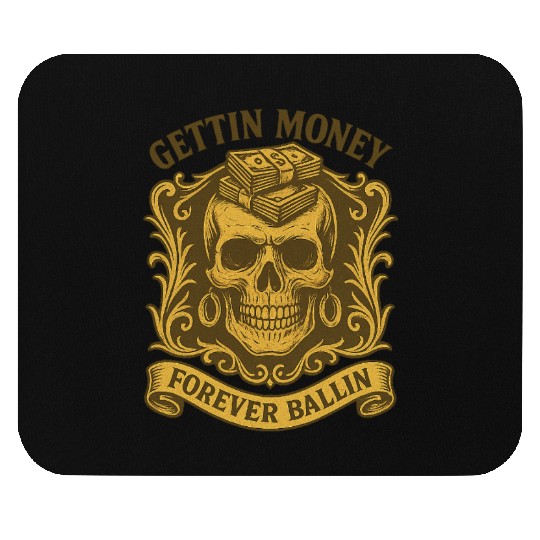 Skull with Money and Wealth Theme Mouse Pads