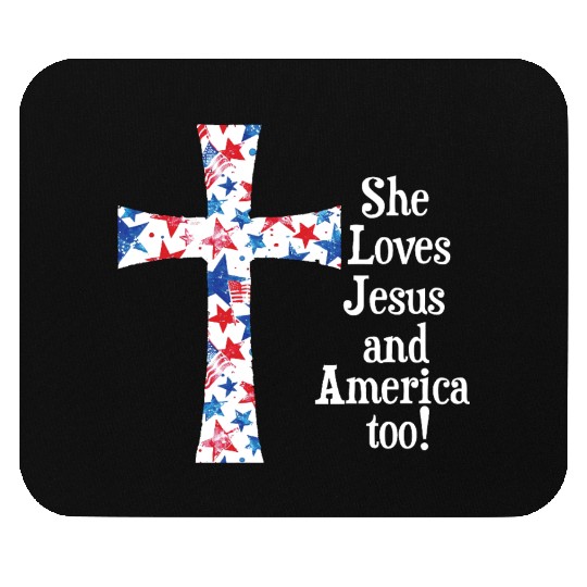 Patriotic Jesus Cross Design Mouse Pads