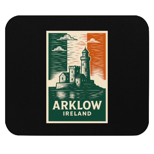 Arklow Lighthouse with Irish Flag Colors Mouse Pads