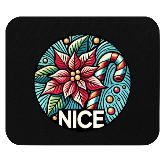 Festive Poinsettia Holiday Patch Mouse Pads