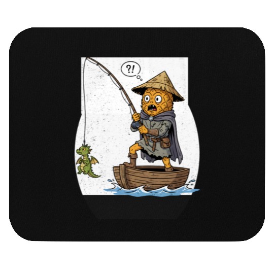 Whimsical Pineapple Fisherman Mouse Pads