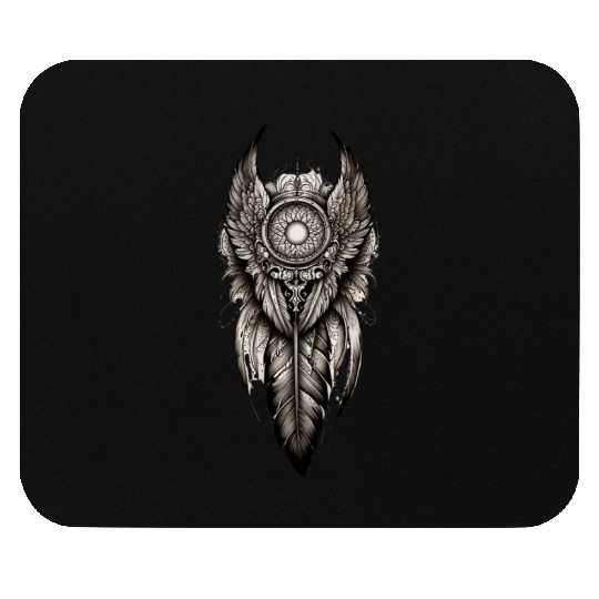 Intricate Dreamcatcher Feather Tattoo Mouse Pads