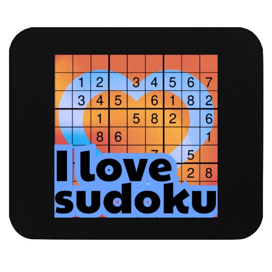 I Love Sudoku – Heart & 9x9 Number Puzzle Grid Mouse Pads