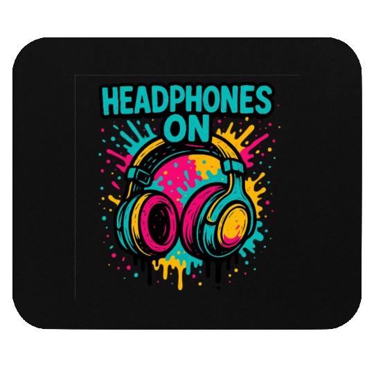 Vibrant Headphones Graphic Design Mouse Pads
