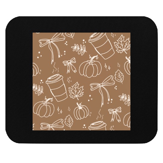 Autumn Cozy Pumpkin & Coffee Pattern Mouse Pads