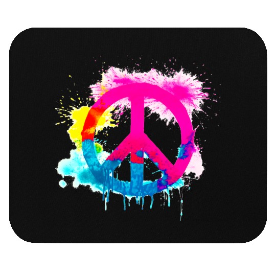 Peace sign neon colors groovy spray paint splatter Mouse Pads