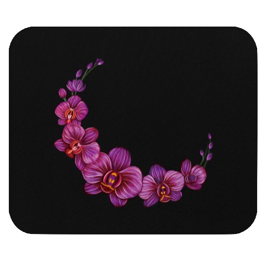 Violet Moon Orchid Flower branch illustration Mouse Pads