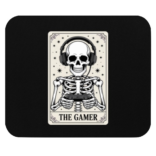 Tarot Card Skeleton Video Game Halloween Gamer Mouse Pads