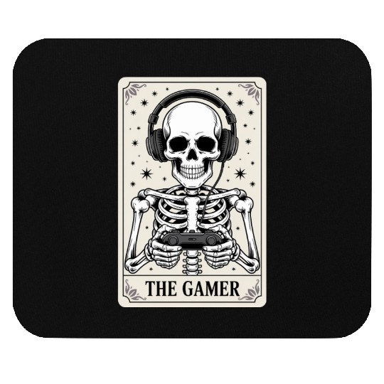 Tarot Card Skeleton Video Game Halloween Gamer Mouse Pads