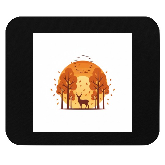 Autumn Sunset Forest Scene Mouse Pads