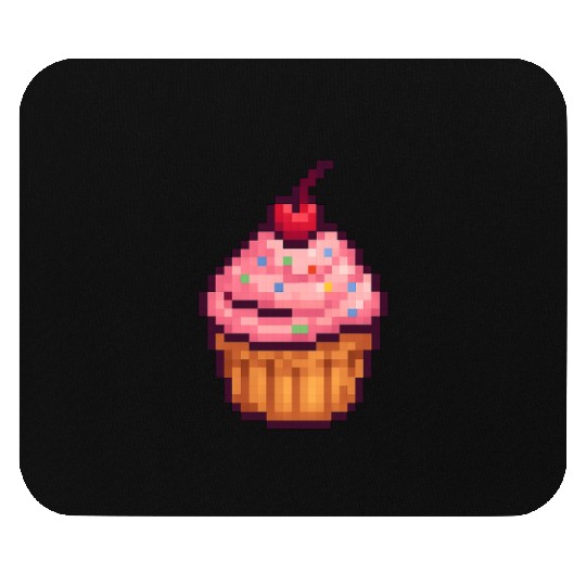 Pixel Art Cupcake with Cherry Mouse Pads