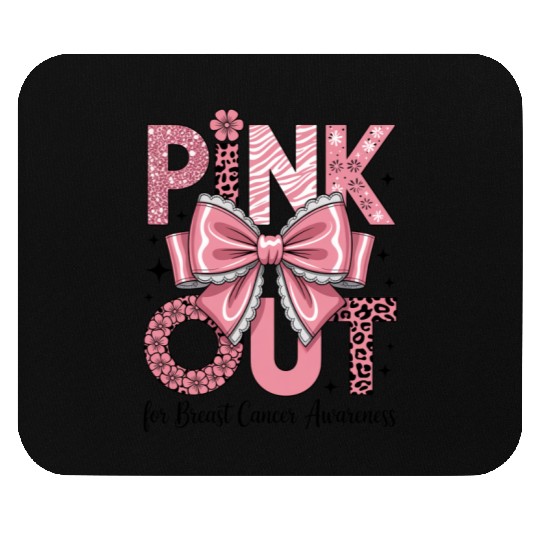 Pink Out Breast Cancer Awareness Coquette Bow  Mouse Pads