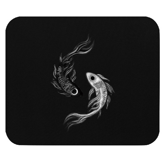 Ethereal Black & White Koi Fish Yin Yang Design Mouse Pads