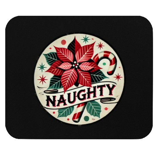 Festive Poinsettia Naughty Holiday Design Mouse Pads
