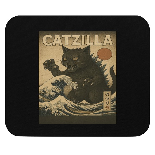 Ukiyo-e Catzilla Retro Japanese Monster Cat Mouse Pads