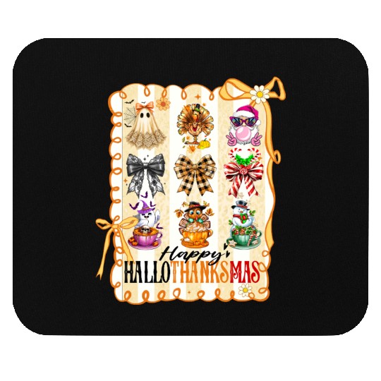 Thanksgiving Christmas Happy Hallothanksmas Mouse Pads