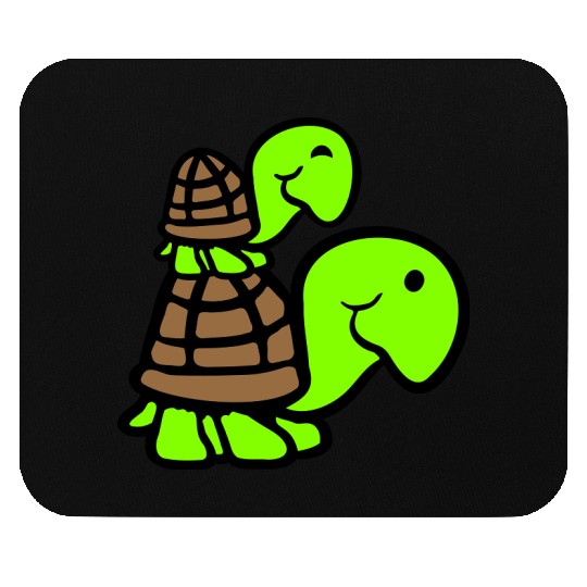2 turtles piggyback mummy daddy child riding cute Mouse Pads
