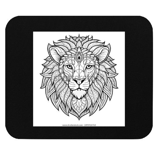 coloring page adults lion face 600w 2495926763 Mouse Pads