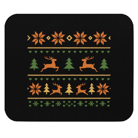 Festive Winter Reindeer and Snowflake Pattern Mouse Pads