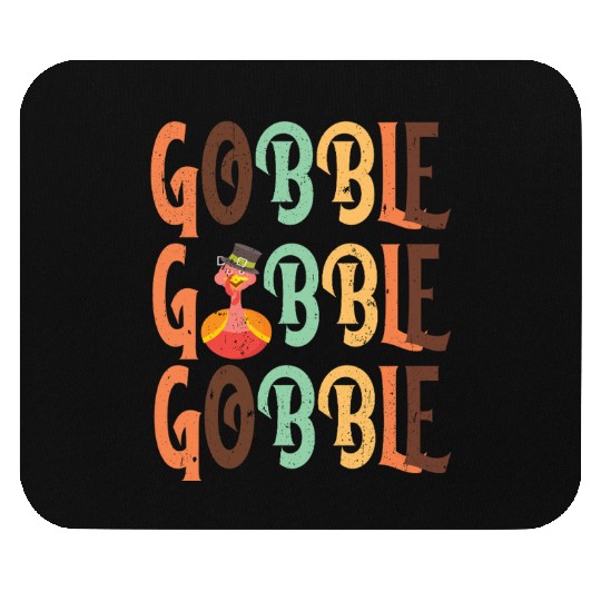 Festive Turkey and Gobble Text Pattern Mouse Pads
