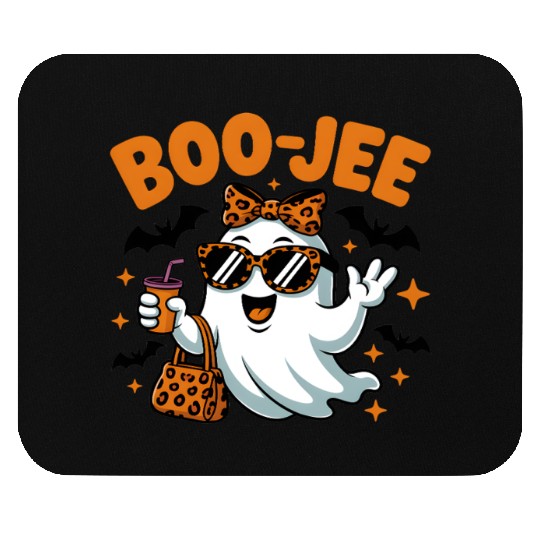 Boo-Jee Ghost Cute Leopard Print Halloween Boojee Mouse Pads