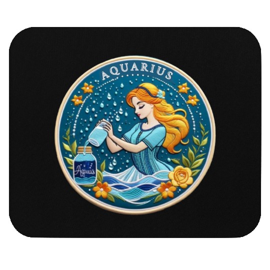 Aquarius Stylish Watercolor Zodiac Illustration Mouse Pads