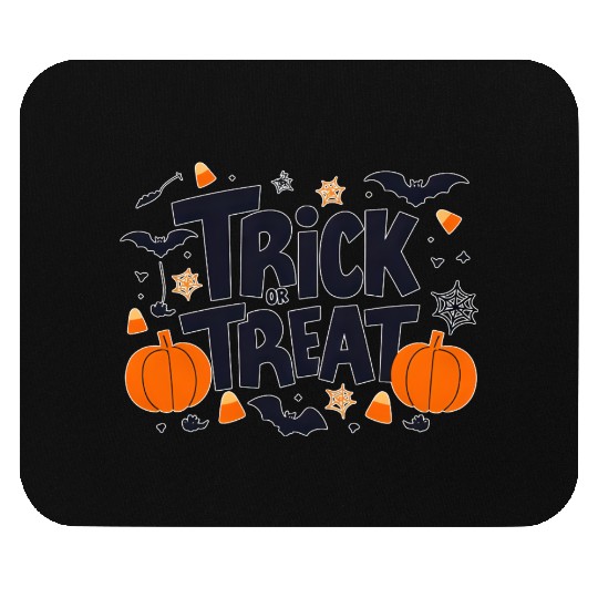 Halloween Pumpkin and Bat Trick or Treat Design Mouse Pads