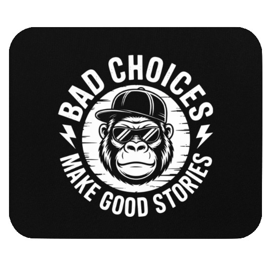 Humorous Gorilla with Retro Cap and Sunglasses Mouse Pads