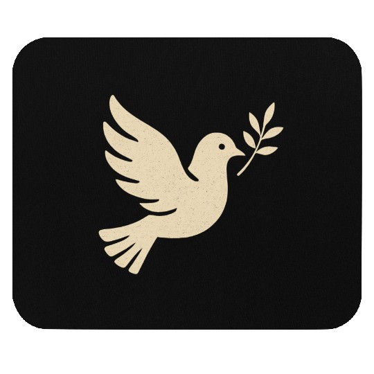 Elegant Dove with Olive Branch Design Mouse Pads