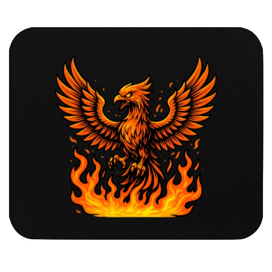 Fiery Phoenix Rising Illustration Mouse Pads