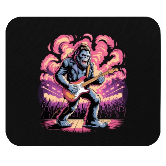 Rocking Sasquatch Guitar Legend at Concert Stage Mouse Pads