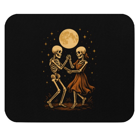 Moonlit Skeleton Dance Illustration Mouse Pads