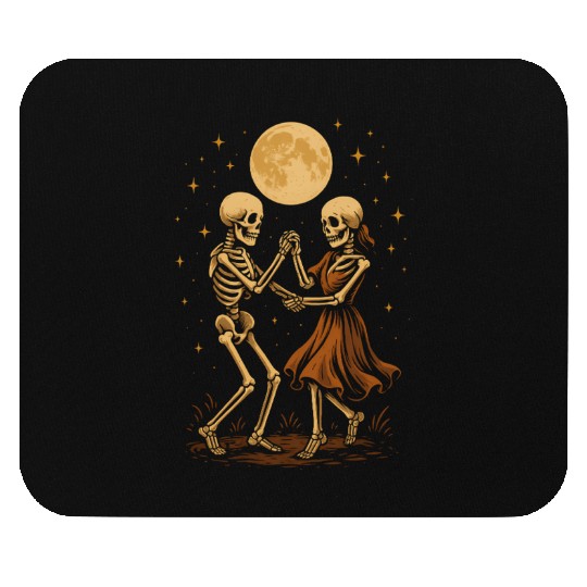 Moonlit Skeleton Dance Illustration Mouse Pads