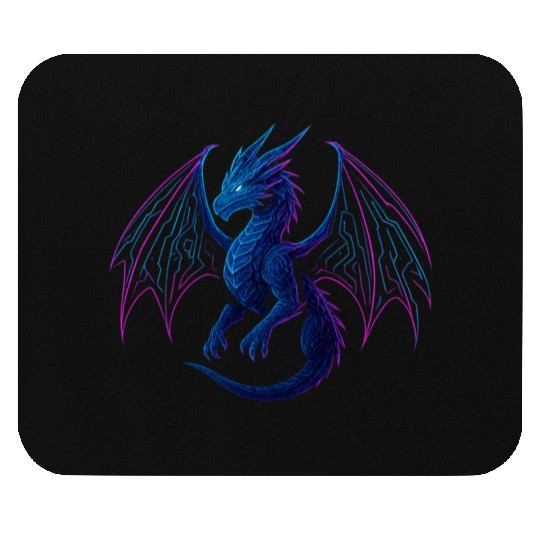Neon Circuit Dragon Illustration Mouse Pads