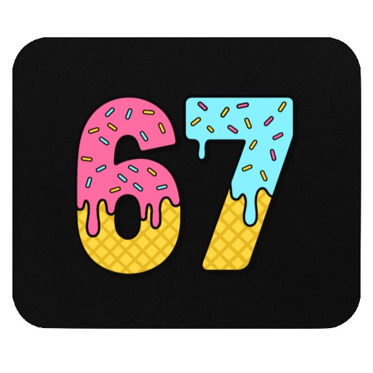 Six Seven Meme Ice Cream Drip Waffle Cone Funny 67 Mouse Pads
