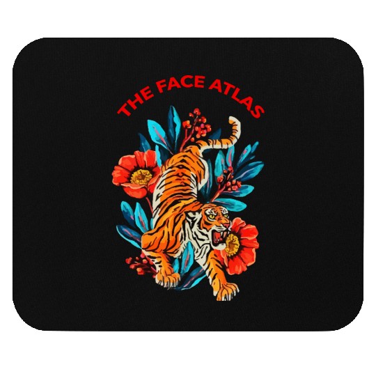 Vibrant Tiger and Floral Tattoo Style Mouse Pads