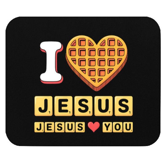 I Love Jesus Christian Breakfast Waffle Heart Mouse Pads