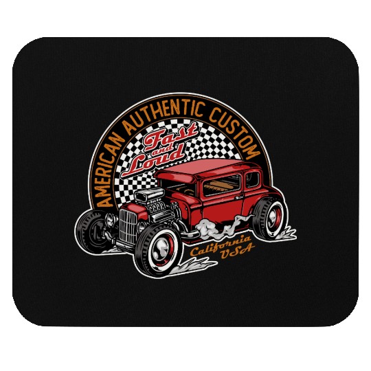 Vintage Hot Rod Car Illustration Mouse Pads