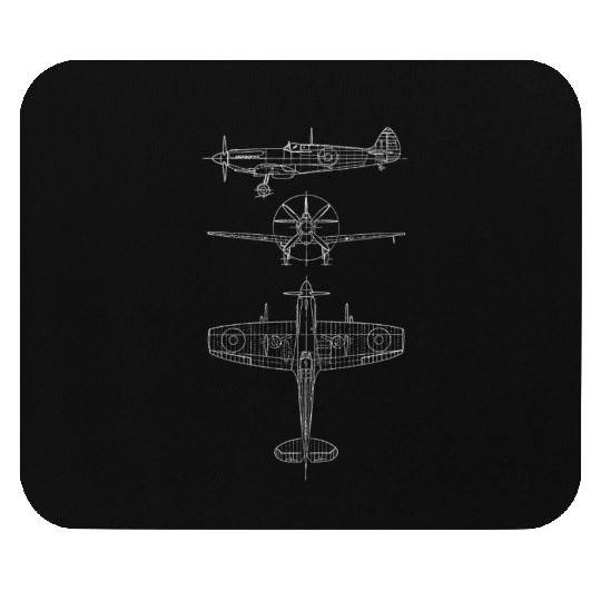 Spitfire airplane blueprint Mouse Pads